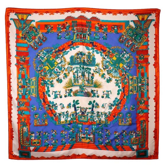 HERMES Carre90 scarf ASTRES et SOLEILS Celestial bodies and the sun Blue